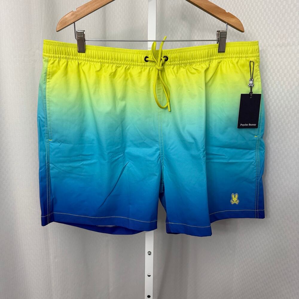 Psycho Bunny Swim Trunks Mens 3XL XXXL Malta Ombre Hydrochromic Lined Blue